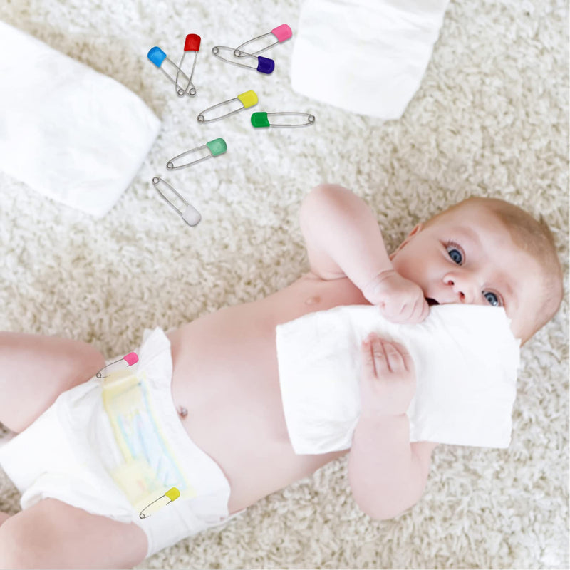 [Australia] - Nappy Pins Safety Lock Diaper Pins Plastic Head Hold Clip Locking Cloth Bib Diapers Pins 55mm Durable Head Fasteners With Safety Lock Closures, Ideal for Flat and Prefold Nappies(8pins) 