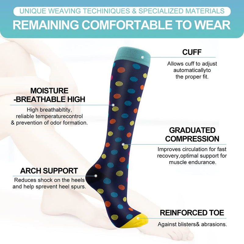 [Australia] - Compression Socks, (7 Pairs) for Men & Women 15-20 mmHg is Best for Athletics, Running, Flight Travel, Support S-M Black 