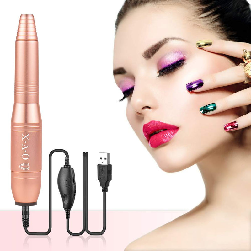 [Australia] - Porfessional Acrylic Nail Drill, USB Electric Nail Drill Machine, Portable Electrical Nail File Kit for Gel Nails and Home Salon, Manicure Pedicure Polishing Shape Tools, Gold 