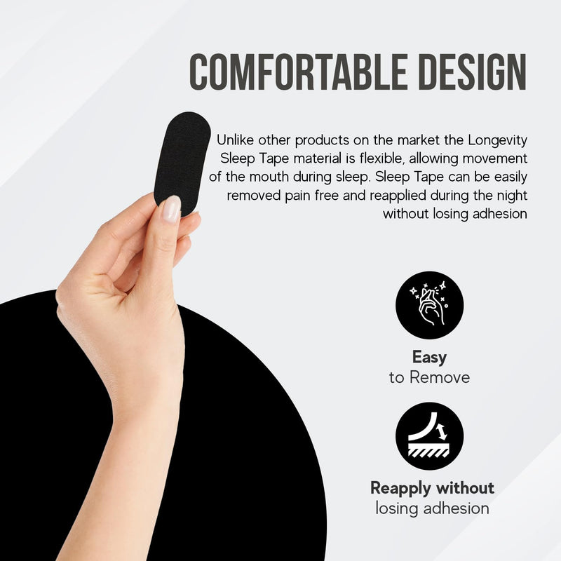 [Australia] - Longevity Sleep Tape - Mouth Tape for Sleeping, Snoring Aid, Improved Nasal Breathing, Strong But Gentle Adhesion (30 Strips) 