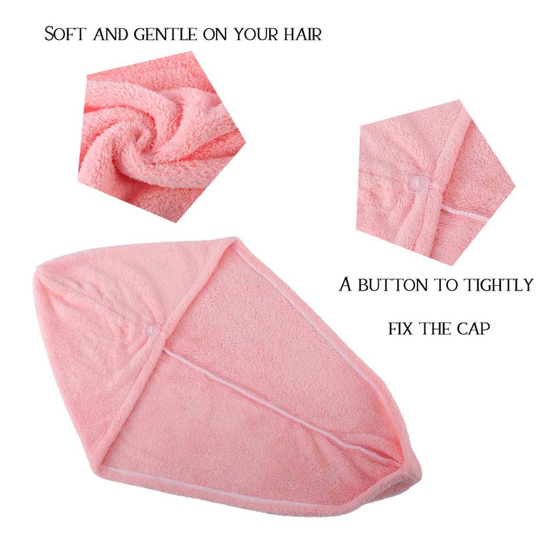 [Australia] - Avanlin Hair Towel Wraps White Absorbent Twist Turban Drying Hair Caps with Buttons Hair Drying Towels for Curly Long and Thick Hair for Women and Girls Pack of 2 