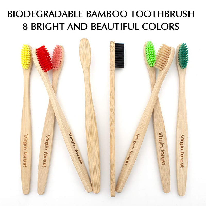 [Australia] - Bamboo Toothbrush, Wooden Toothbrushes, Biodegradable Eco Friendly Vegan Natural Organic Bamboo Charcoal Tooth Brush, Set of 8 Color of Medium Firm Bristles 8 Multicolour 