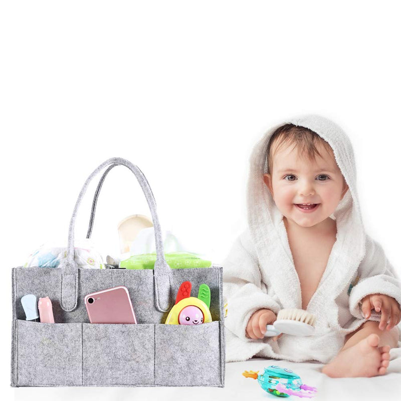 [Australia] - Diaper Caddy Organiser Portable Felt Diaper Nappy Toys Storage Bag Nursery Storage Bin Nappy Changing Organiser for Mom Newborn Kids 