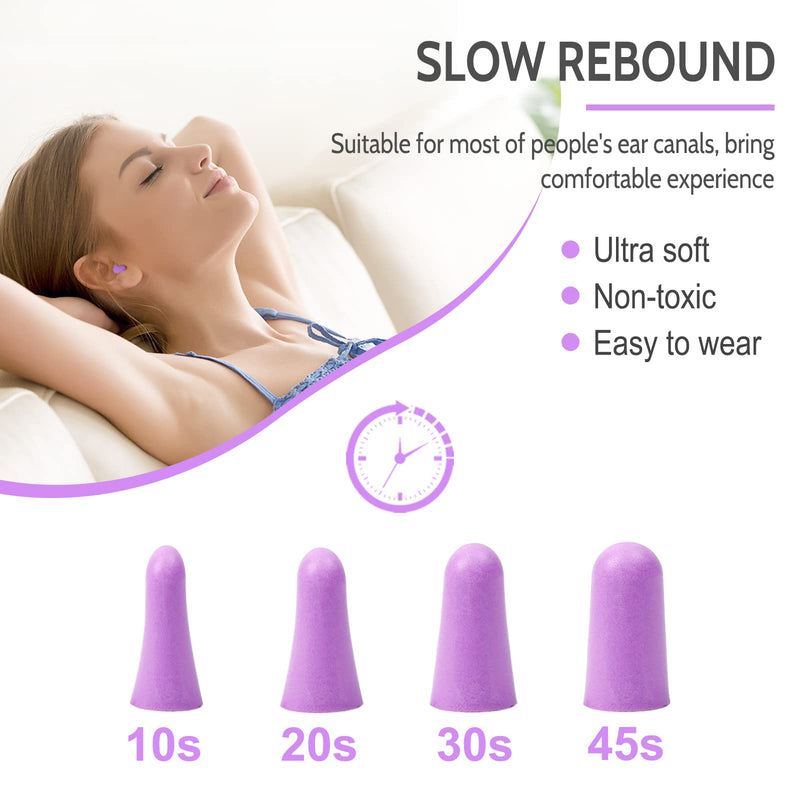 [Australia] - Ultra Soft Foam Earplugs 60 Pairs, 38dB SNR Ear Plugs for Sleeping, Study, Shooting, and All Loud Noise by Lysian, Purple 