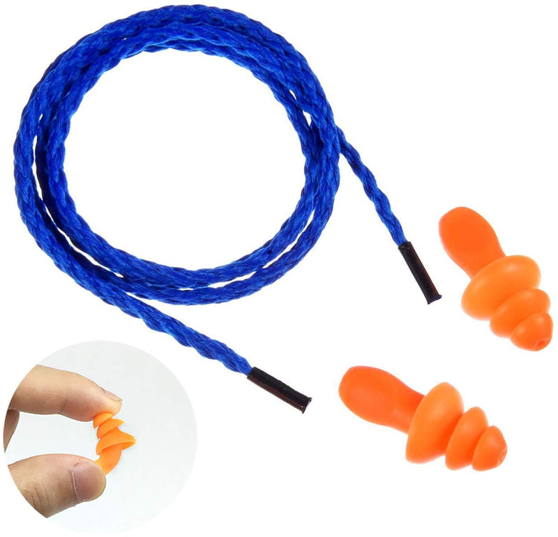 [Australia] - AOUTACC 50 Pack Silicone Ear Plugs,Reusable Corded Hearing Protection Earplugs for Sleeping Shooting Snoring Swimming Construction Work 