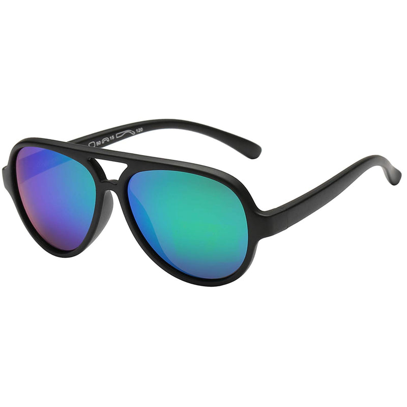 [Australia] - Polarspex Pilot Kids Polarized Bendable Sunglasses for Boys and Girls - BPA Free Matte Black | Polarized Kryptonite 50 Millimeters 