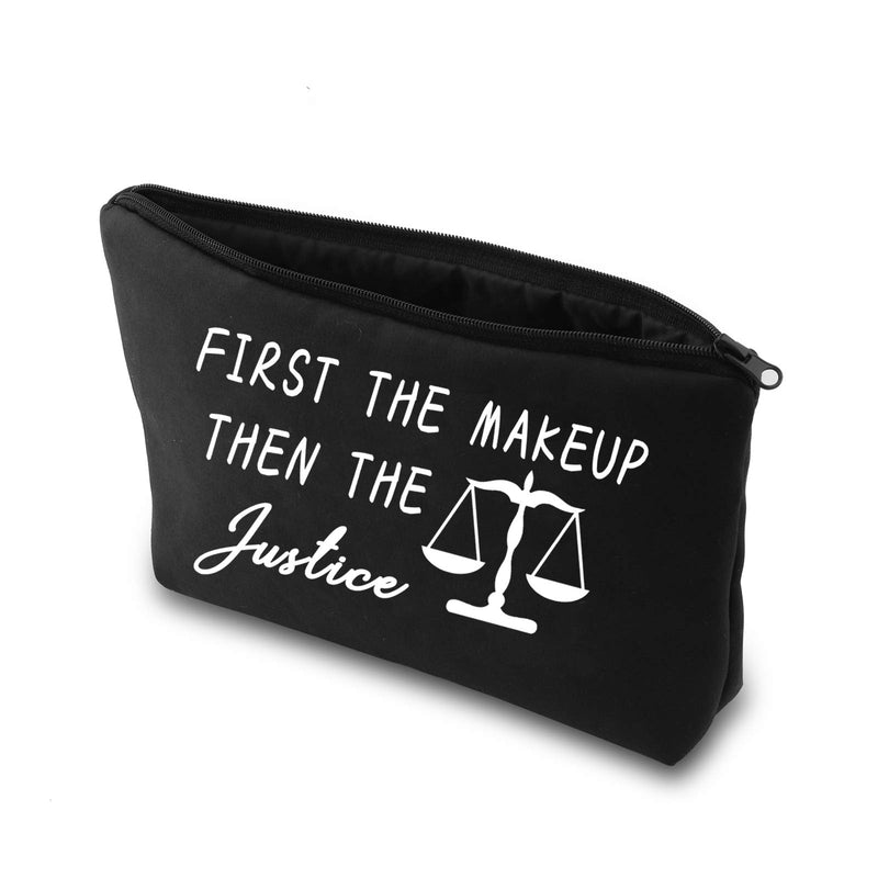 [Australia] - PXTIDY Scales of Justice Lawyer Gifts First the Makeup then the Justice Makeup Bag Cosmetic Bag Future Lawyer Gift Law Judge Student Graduation Gift (BLACK) BLACK 