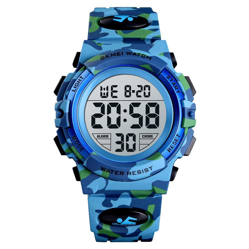 [Australia] - Kids Digital Watch Alarm Clock 12/24 H Stopwatch 7 Colorful Led Boy Girl Wristwatch Kids Watches Multi Function 50M Waterproof Children Sports Watches 