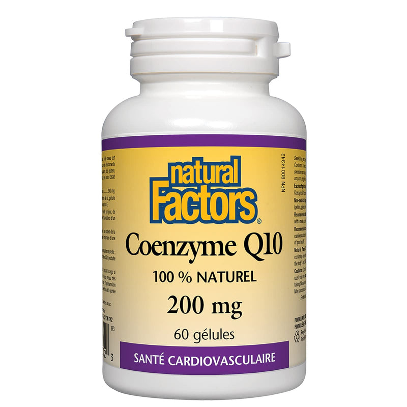 [Australia] - Natural Factors, Coenzyme Q10 200mg, CoQ10 Supplement for Energy, Heart and Antioxidant Support, 60 softgels (60 servings) 60 Count (Pack of 1) Standard Packaging 