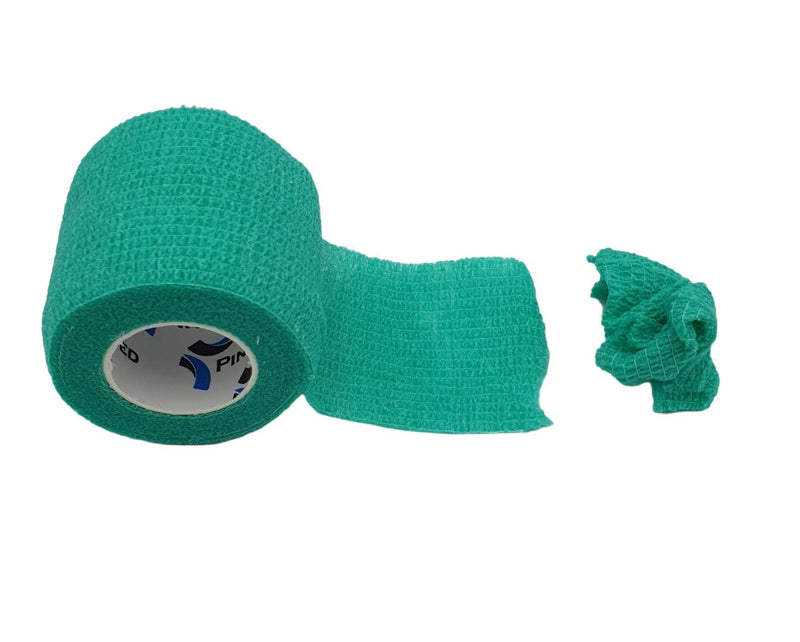 [Australia] - PintoMed - Green Cohesive Bandage Stretched 6 Rolls x 5cm x 4.5m Self-Adhesive Flexible Bandages, Professional Quality, First Aid Sports Wrap Bandages - Pack of 6 