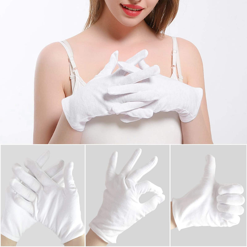 [Australia] - Cotton Gloves for Dry Hands, Paxcoo 3 Pairs White Cotton Gloves for Dry Hand Eczema Cosmetic Moisturizing Coin Jewelry Inspection Spa – Medium Size 