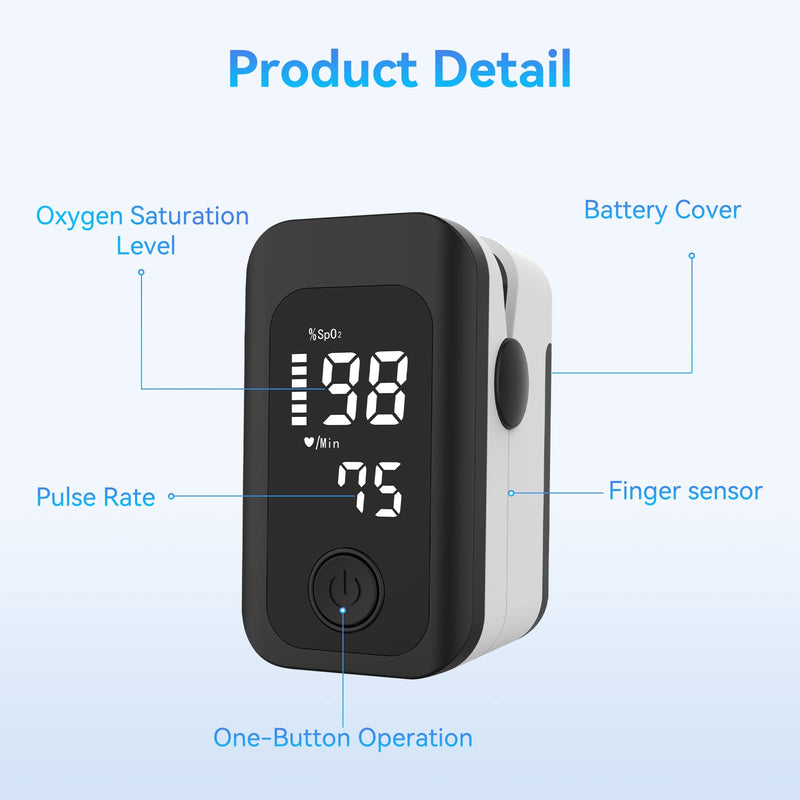 [Australia] - Berrcom Pulse Oximeter Blood Oxygen Saturation Monitor Finger High Accuracy Sats Monitor for Child, Adult with LED Display, Batteries and Lanyard AOJ-70C 
