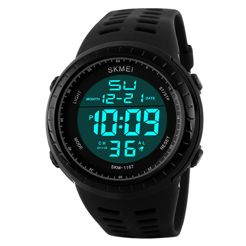 [Australia] - LYMFHCH Men's Digital Sports Watch LED Screen Large Face Military Watches for Men Waterproof Casual Luminous Stopwatch Alarm Simple Army Watch Black 