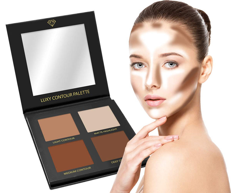 [Australia] - Contour Palette Powder Contour Kit - Contouring Makeup Palette With Mirror - 4 Highly Pigmented Matte Colors For Contouring And Highlighting - Vegan, Cruelty Free And Hypoallergenic 