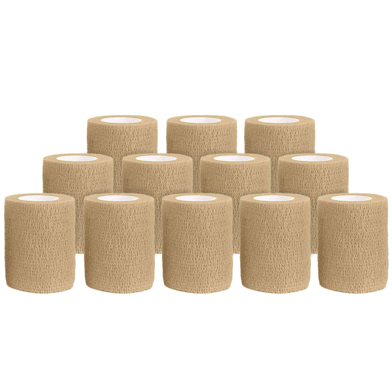 [Australia] - Ever Ready First Aid Self Adherent Cohesive Bandages 3" x 5 Yards - 12 Count, Tan 
