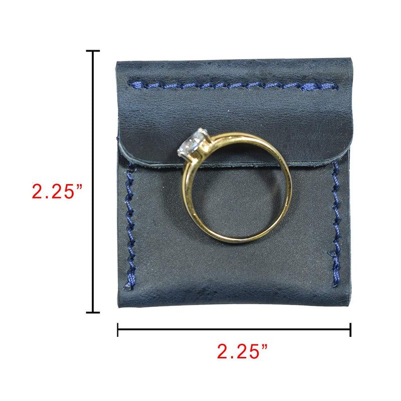 [Australia] - Hide & Drink, Leather Wedding Ring Case, Slim Engagement Pouch, Marriage, Cute Gifts, Handmade - Slate Blue 