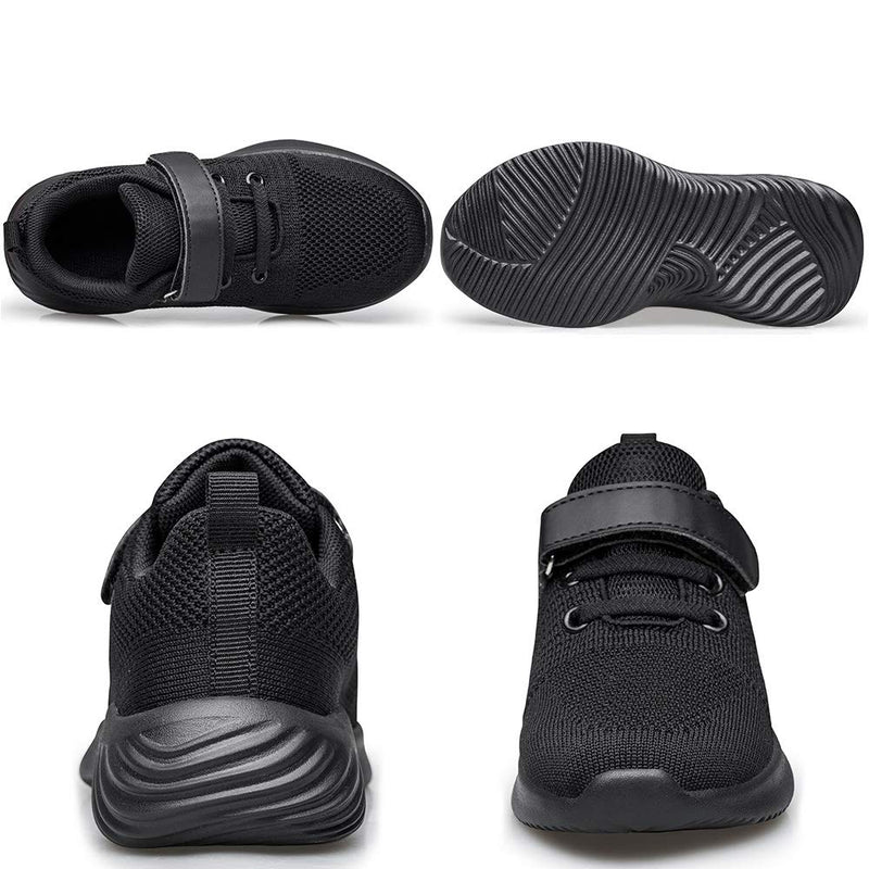 [Australia] - Wonvatu Toddler Little Kid Sneakers Boys Girls Cute Strap Walking Athletic Running Sports Shoes 5 Toddler All Black 