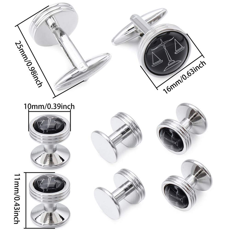 [Australia] - AMITER Mens Black Cufflinks and Studs Set for Tuxedo Dress Shirt - with a Auncel in The Black Onxy for Wedding Business Party Accessories silver 