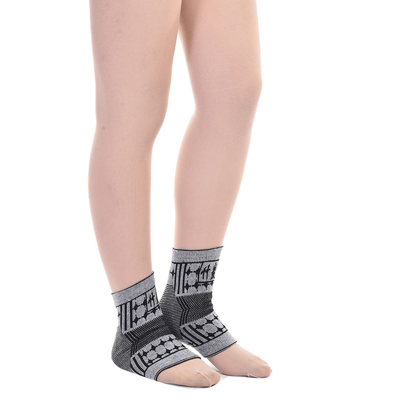 [Australia] - HSManLian 1 Pair AnkleSupport-Ankle Compression Sleeve for Women and Men Sprained Ankle, Running, Soccer, Volleyball, Sports ，Basketball Everyday Use Grey One Size 