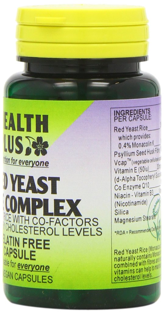 [Australia] - Health Plus Red Yeast Rice Complex Heart Health and Cholesterol Lowering Supplement - Pack of 60 Gelatin Free Capsules 