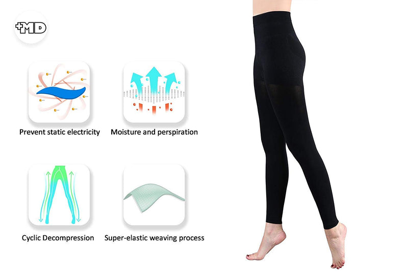 [Australia] - +MD 15-20mmHg Women's Footless Compression Pantyhose Tights Medical Quality Support Stocking BlackM Medium-Large Black 