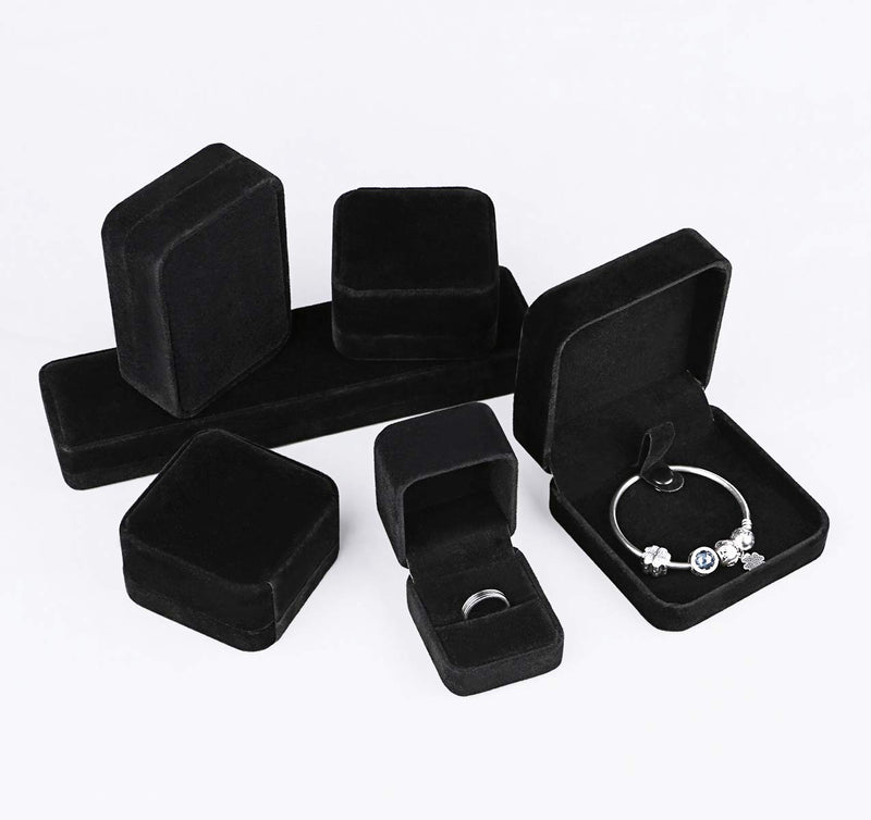 [Australia] - Sdootjewelry Black Velvet Jewelry Box, 6 Pieces Jewelry Gift Box Set Necklace Bracelet Earring Ring Gift Boxes for Jewelry 