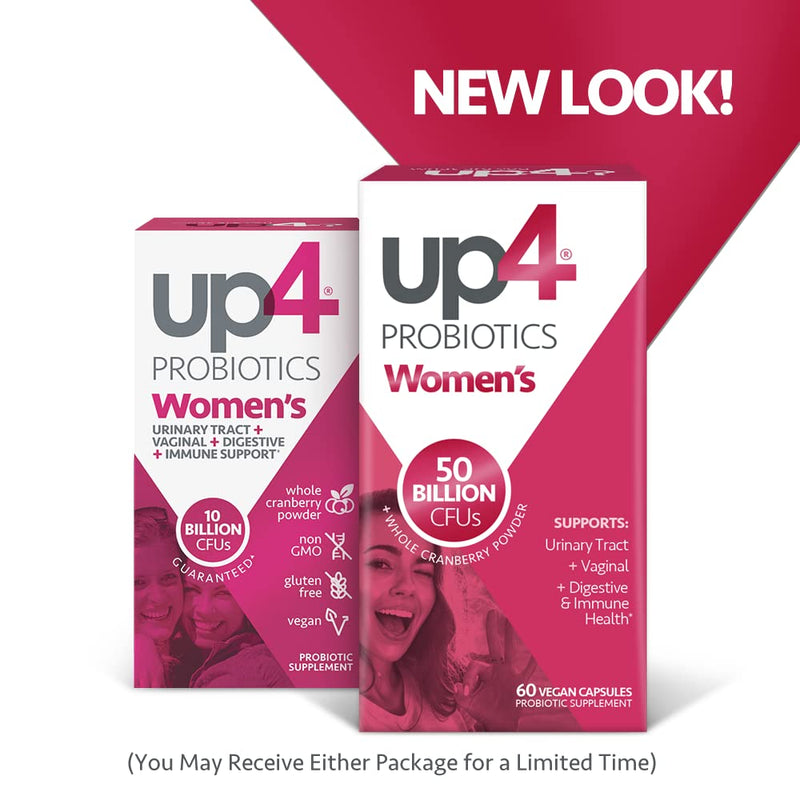 [Australia] - up4 Probiotic Supplement for Women, Vaginal, Digestive and Immune Support, 50 Billion CFUs Guaranteed, Non-GMO, Gluten Free, Soy Free, Vegan, 60 Count Womens 