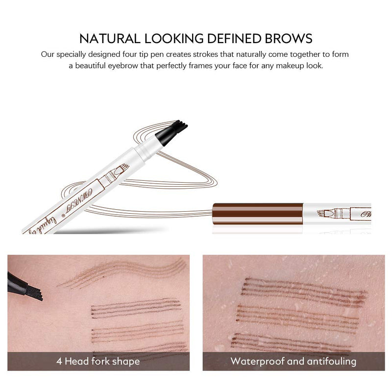 [Australia] - Ownest 2 Pack Eyebrow Tattoo Pen,Waterproof Long Lasting Eyebrow Penci,with a Micro-Fork Tip Applicator Creates Natural Looking Brows Effortlessly-Chestnut A-2×Chestnut 