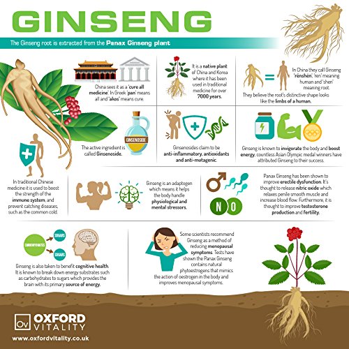 [Australia] - Ginkgo Biloba 3000mg & Ginseng 650mg Tablets | Memory, Cognitive Functions & Sexual Health | Oxford Vitality 120 Count (Pack of 1) 