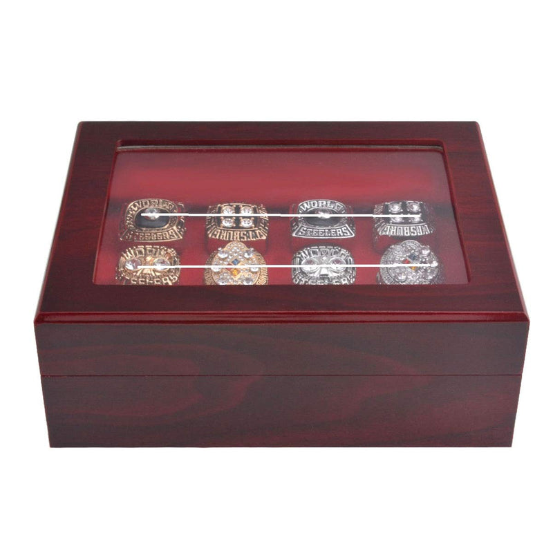 [Australia] - JunningGor Championship Big Heavy Ring Display Case Wooden Jewelry Box Red Velvet Inside (12 Holes) 