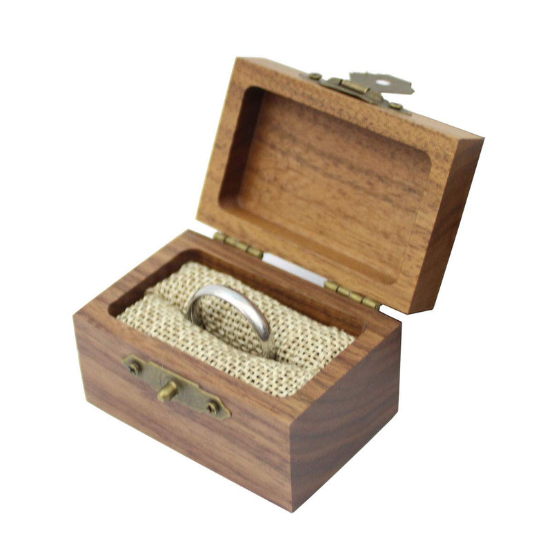 [Australia] - Rustic Wooden Walnut Engagement Ring Box, Solid Wood Ring Box for Proposal Wedding Ring Storage 