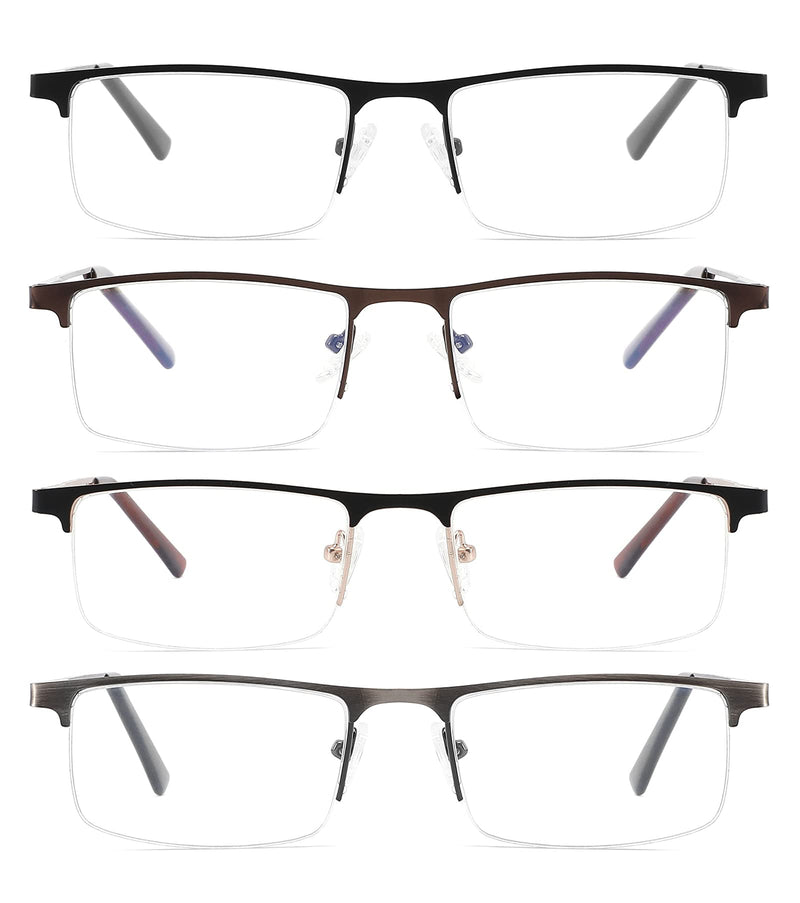 [Australia] - 4-Pack Blue Light Blocking Reading Glasses for Men,Stylish Metal Frame Computer Readers with Sping Hinges Anti Glare/Eye Strain Uv Filter (+2.75 Strength) 4 Pack(black/Metalgun/Brown/Glod) 2.75x 