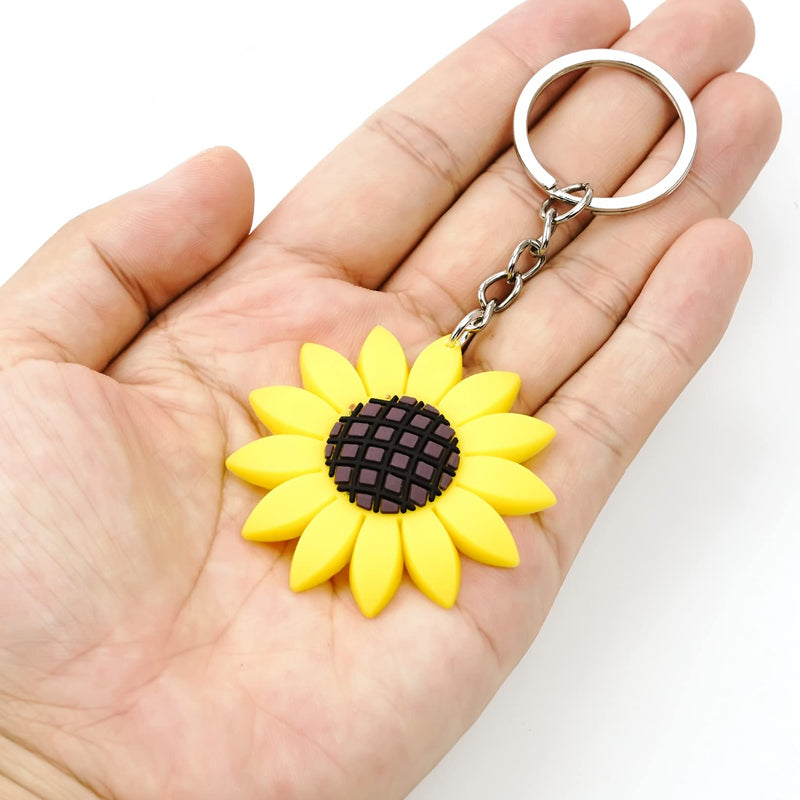 [Australia] - 20 Pieces Sunflower Keychains Pendants Backpack Hanging Accessories Key Ring for Summer Birthday Party Supplies Theme Party Favors Pendant 