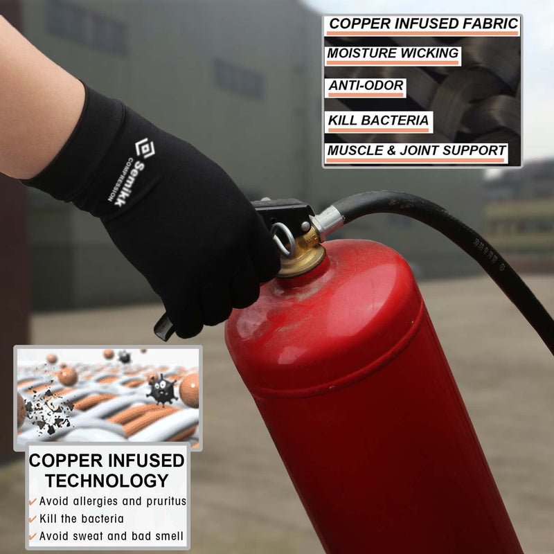 [Australia] - 2 Pairs Compression Gloves for Women and Men – Copper Arthritis Gloves for Rheumatoid Arthritis Osteoarthritis Carpal Tunnel – Hand Pain Relief and Support – Open Finger Black Medium (2 Pair) 