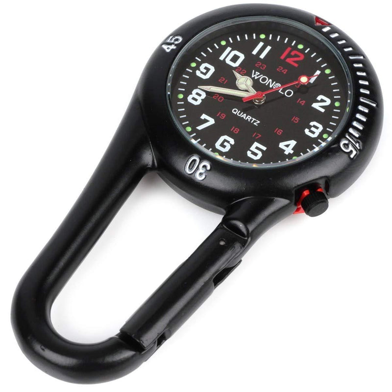 [Australia] - WONOLO Clip on Carabiner Luminous Face FOB Digital Watch for Doctors Nurses Paramedics(Black) 
