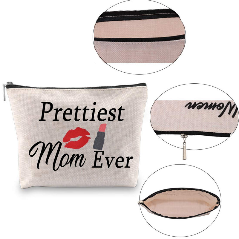 [Australia] - POFULL Prettiest Mom Ever Gifts Mom Cosmetic Bag Mother's Day Gift New Mom Gifts Funny Mom Birthday Makeupbag (Prettiest Mom Makeupbag) Prettiest Mom Makeupbag 
