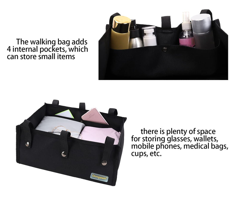 [Australia] - Dongawin Walker Bag Under Seat for Wheel Rollator, Rollator Bag Tote Organizer Pouch Storage to Walkers for Senoirs, Walker Accessories. (Small, Black) small 