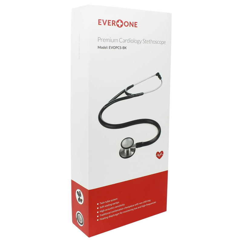 [Australia] - EverOne Premium Cardiology Stethoscope, Black Tube, 27 Inch 