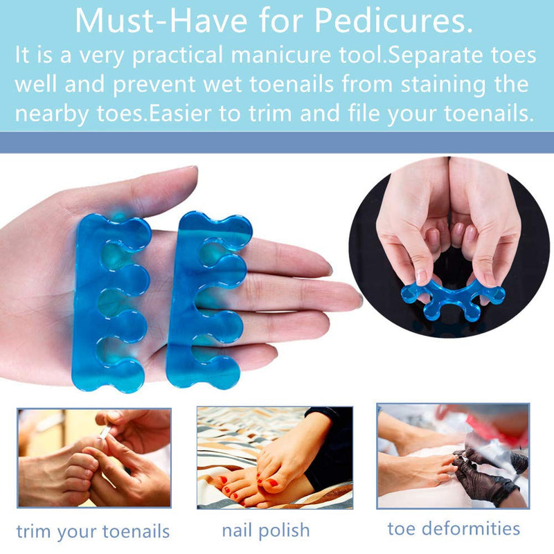 [Australia] - ZaxSota Toe Separators Pedicure, toe spacers for Nail Polish, Toenail Dividers to relieve orthopedic bunion, Repeatable Washable Toe Separators 2 Pairs Blue 
