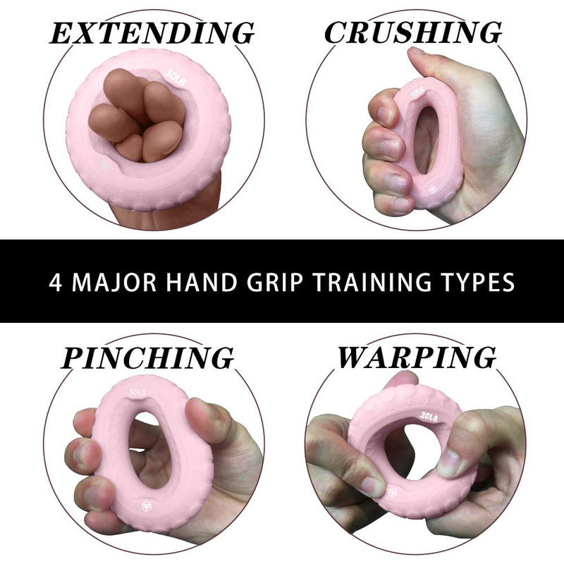 [Australia] - ChinFun Basketball Hand Grip Strengthener Ring Training Aid Strength Trainer Equipment for Basket Ball, Football Practicing Suitable for Youth and Adult Good Gift Style B-pink 30lb 