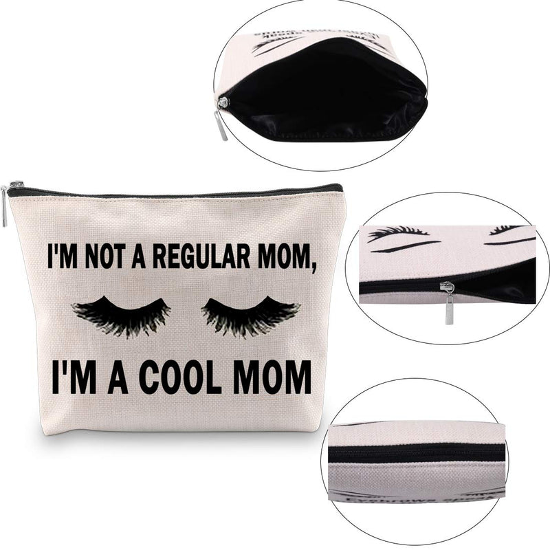 [Australia] - POFULL Cosmetic Bag for Mom Mather Travel Makeup Pouch I'm Not A Regular Mom I'm A Cool Mom Makeupbag Mother's Day (Cool mom makeup bag) Cool mom makeup bag 