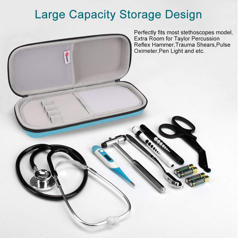 [Australia] - Opoway Stethoscope Carrying Case, Stethoscope Travel Case for 3M Littmann Classic III, Cardiology IV Diagnostic, MDF Acoustica Stethoscopes - Extra Room for Nurse Accessories (Turquoise) Turquoise 