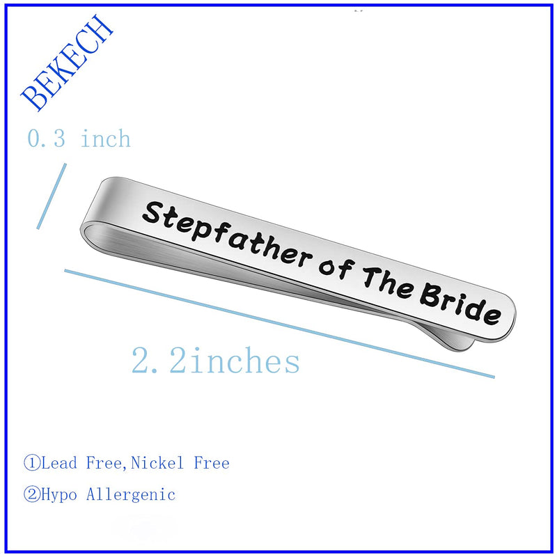 [Australia] - BEKECH Stepfather of The Bride Gift Step Father of The Bride Tie Clip Groom Step Father in Law Wedding Day Wedding Party Gift for Stepdad Bride Dad Jewelry silver 