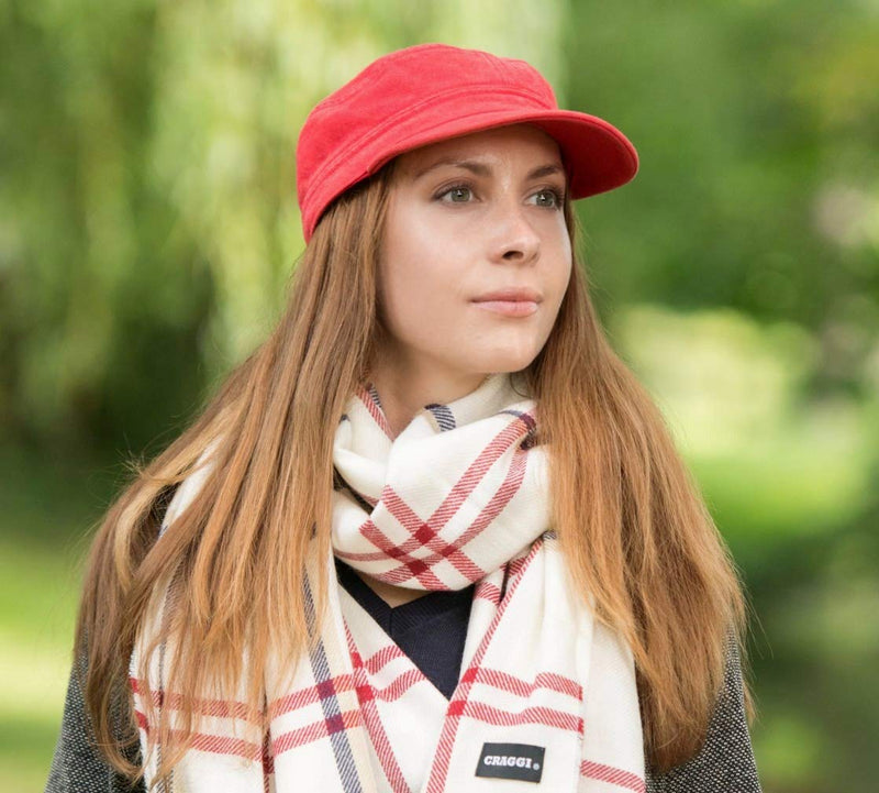 [Australia] - Womens Newsboy Cap,Baker Boy, Cadet,Cabbie,Fiddler,Hat,Red,Washed Denim, by CRAGGI,Perfect Fashion Accessory to Match Your Outfit 