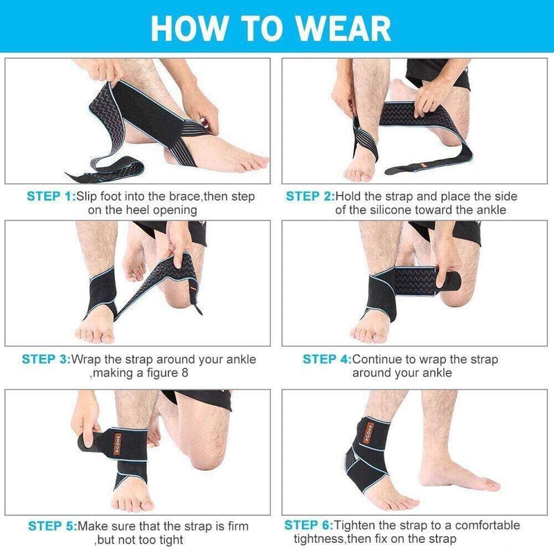 [Australia] - KGONE Adjustable Ankle Support, Ankle Brace Breathable Nylon Elastic Material Ankle Wrap for Sports, Joint Pain, Sprains Fatigue etc, One Size Fits All Grey 