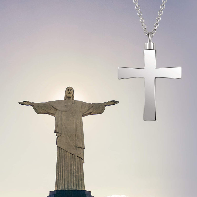 [Australia] - ACJFA 925 Sterling Silver Cross Urn Pendant Necklace Keepsake Memorial Cremation Jewelry for Ashes for Men for Women 