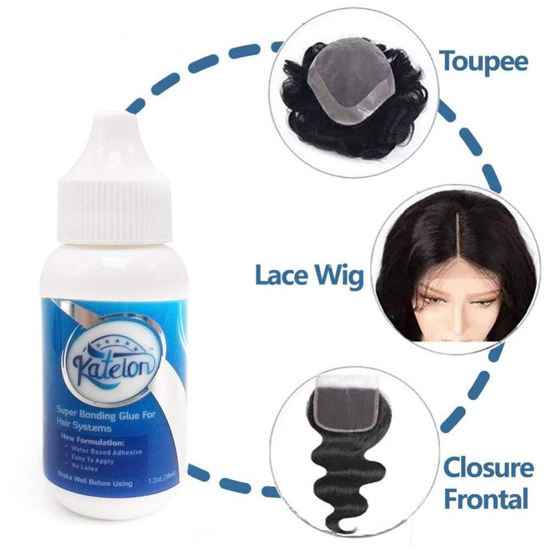 [Australia] - Katelon Hair Replacement Adhesive - Invisible Bonding Wig Glue: Extra Moisture Control - Light Hold for Poly and Lace Hairpiece, Wig, Toupee Systems - 1.3oz 