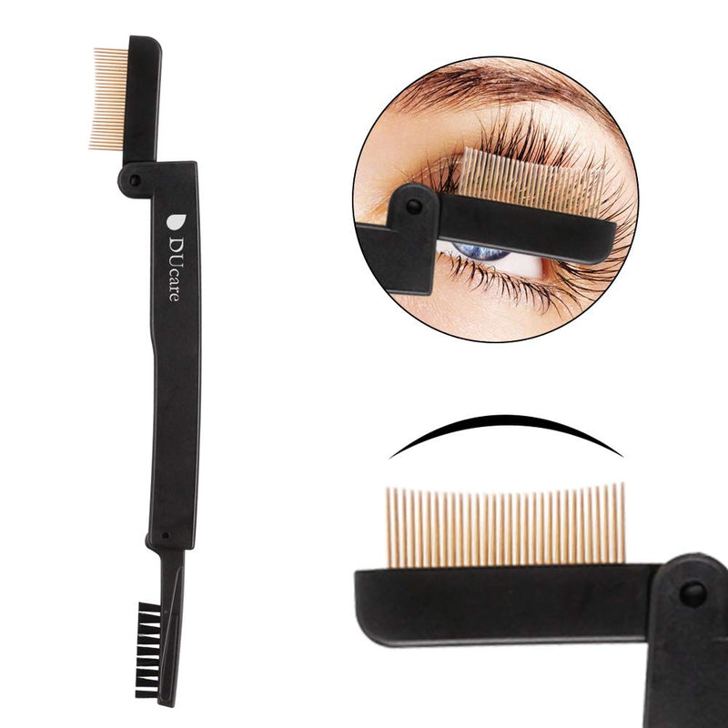[Australia] - DUcare Duo Eyelash Comb Curlers Folding Makeup Mascara Applicator Eyebrow Grooming Brush Tool One Piece 
