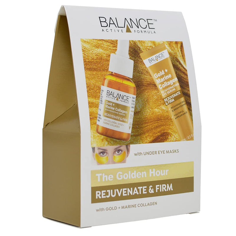 [Australia] - Balance Active Formula The Golden Hour Set (Gold + Marine Collagen Serum, Under Eye Masks & eye serum) - Soften fine lines & wrinkles. Create a radiant glow. 