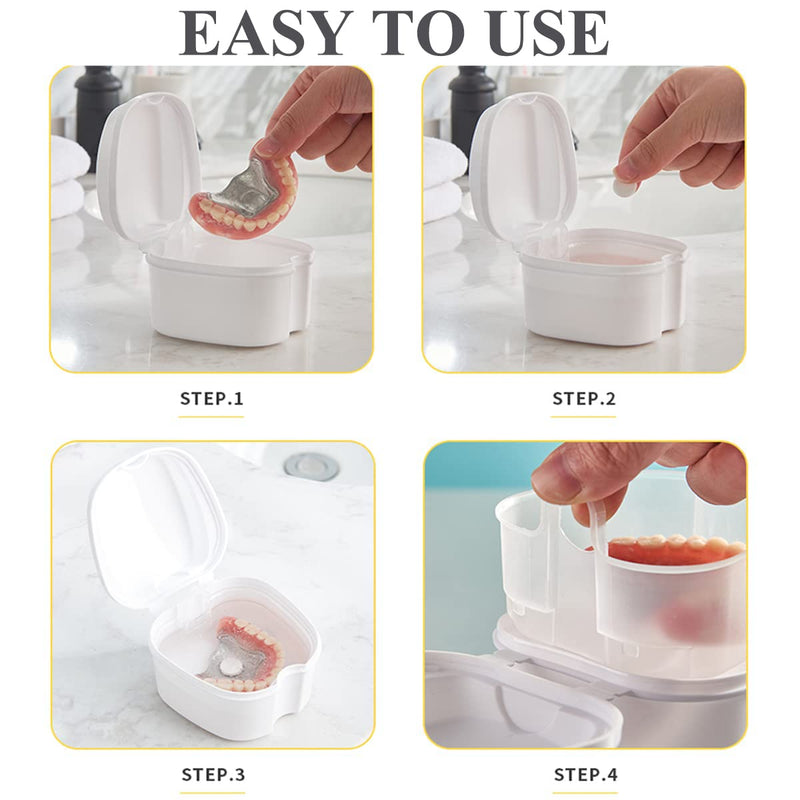 [Australia] - Retainer Case Denture Bath Box Easy Clean with Strainer Basket Portable False Teeth Storage Mouth Guard Denture Holder for Travel Retainer Soaking Cleaning (Purple) Purple 